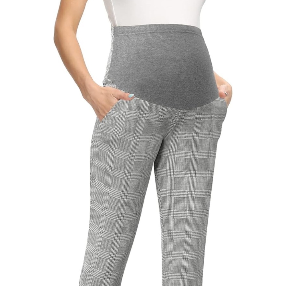 Plaid maternity pants
